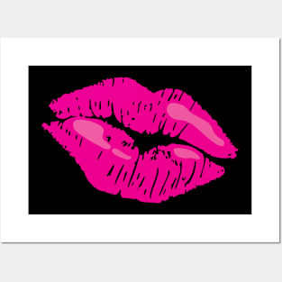 '80's Lipstick Party' Hot Pink Lip 80's Lipstick Posters and Art